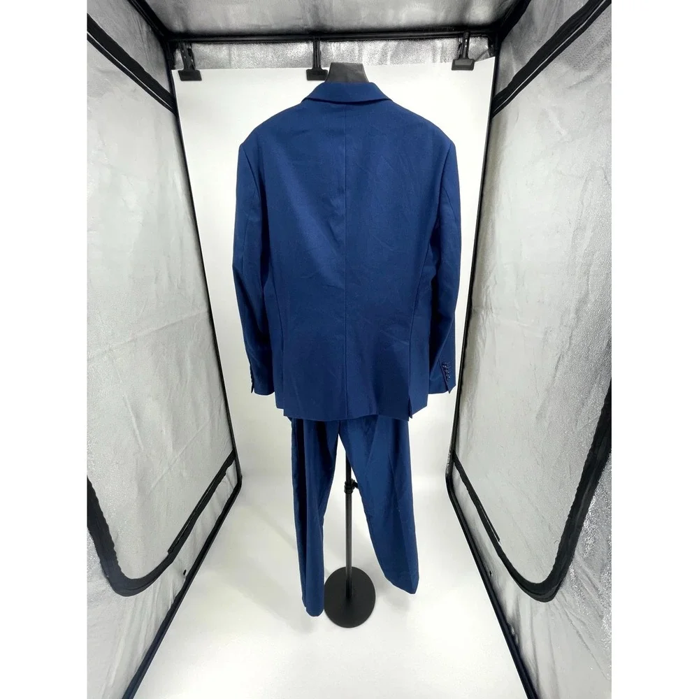 Alain Dupetit 2-Piece Suit Set Mens 40R/34W Royal Blue Tetron Slim Notch Lapel